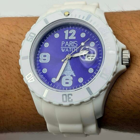 White & Purple Paris Men’s Watch - Picture 1 of 4